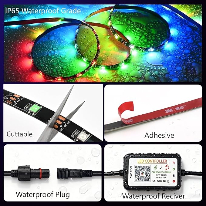 Smart WS2812B RGB+IC Addressable Led Strip Light, 16.4FT 5V USB Powered Around - Image 6