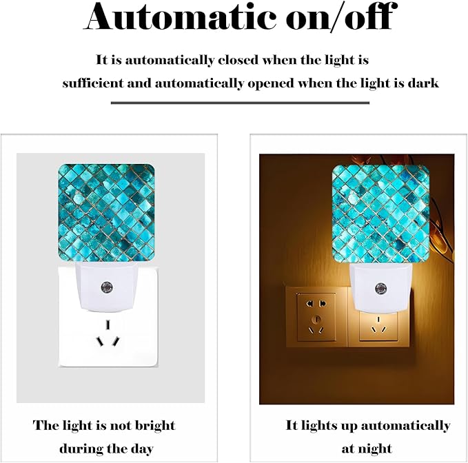 Turquoise Blue Night Light, Plug Into Wall Decor - Image 3