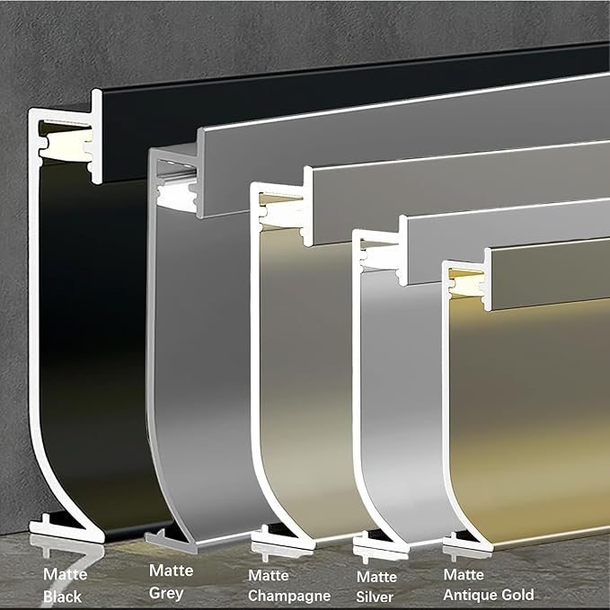 LED Aluminium Metal Baseboard Trim, Matte Champagne 20Pcs 65mm x 1200mm 2.56" x - Image 4