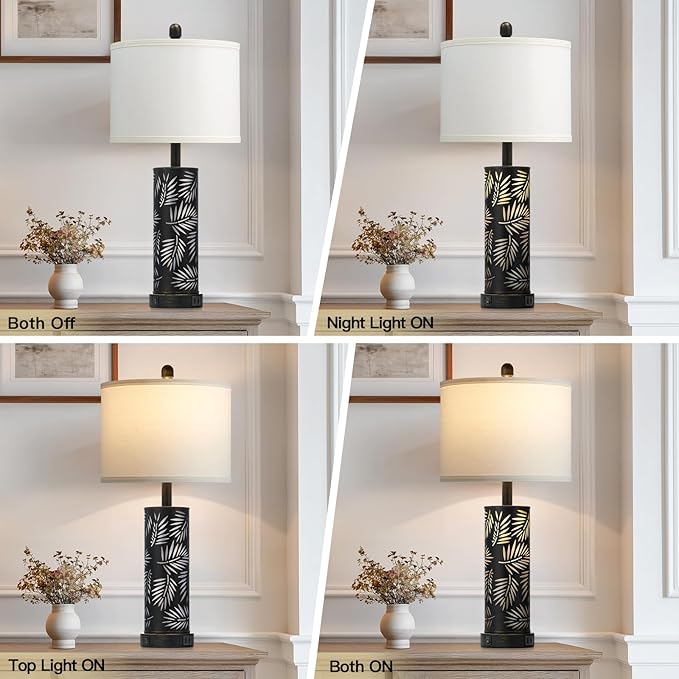 Set of 2 Rustic Table Lamps for Living Room Bedroom, Vintage Farmhouse - Image 7