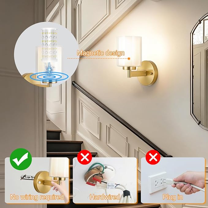 Battery Operated Wall Sconce Set of 2, Wireless Wall Sconce - Image 5