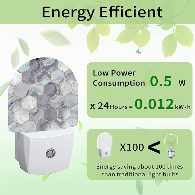 Hexagon Golden Blue Marble Night Light, Night Light Plug into Wall - Image 3
