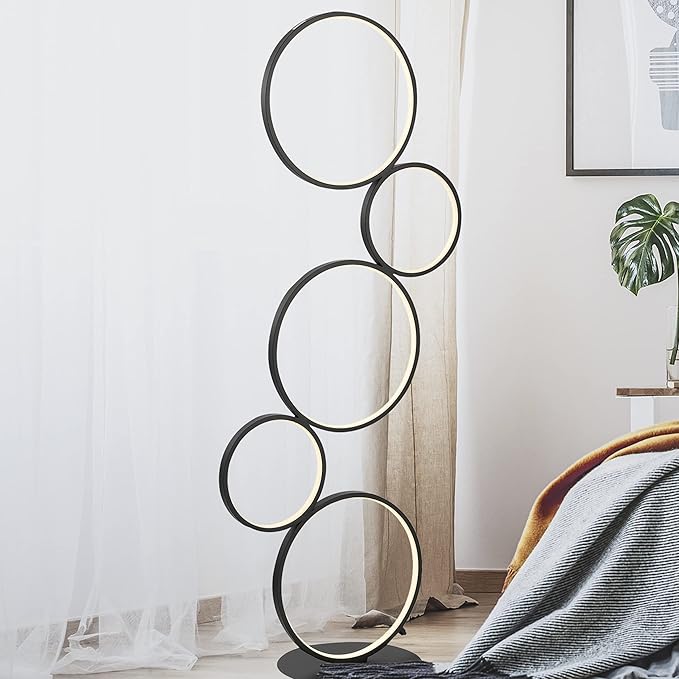 JONATHAN Y JYL7103A Pluto Stacked Circles 45" 5-Light Contemporary Modern - Image 3