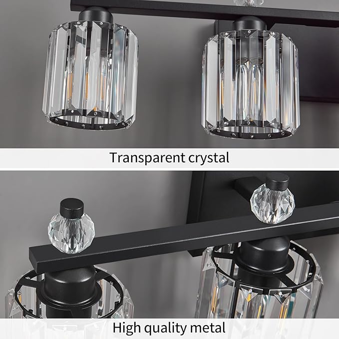 Bathroom Vanity Lights 5-Light Sand Black Modern Crystal Vanity Light Fixtures - Image 4