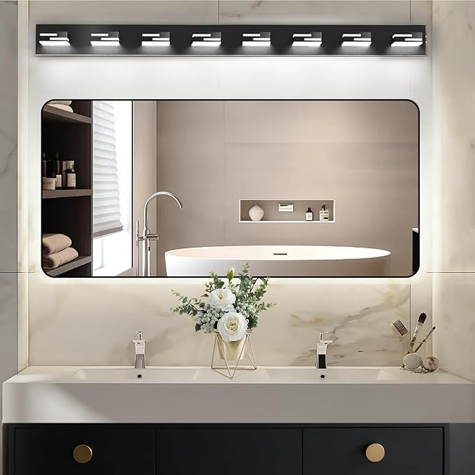 LED Modern Bathroom Vanity Light Fixtures, 8-Light 55-inch Dimmable Matte Black - Image 7