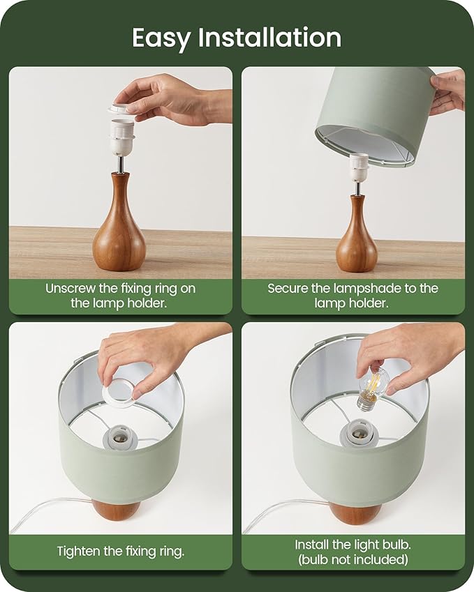 Small Table Lamp, 14.2" Cute Little Desk Lamp, Wood Bedside Lamp - Image 9