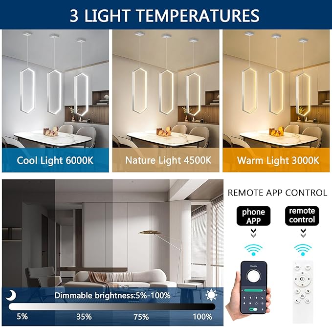 Ring Dimmable Pendant Lighting Adjust LED Mini Chandelier Ceiling Light Fixtures - Image 3