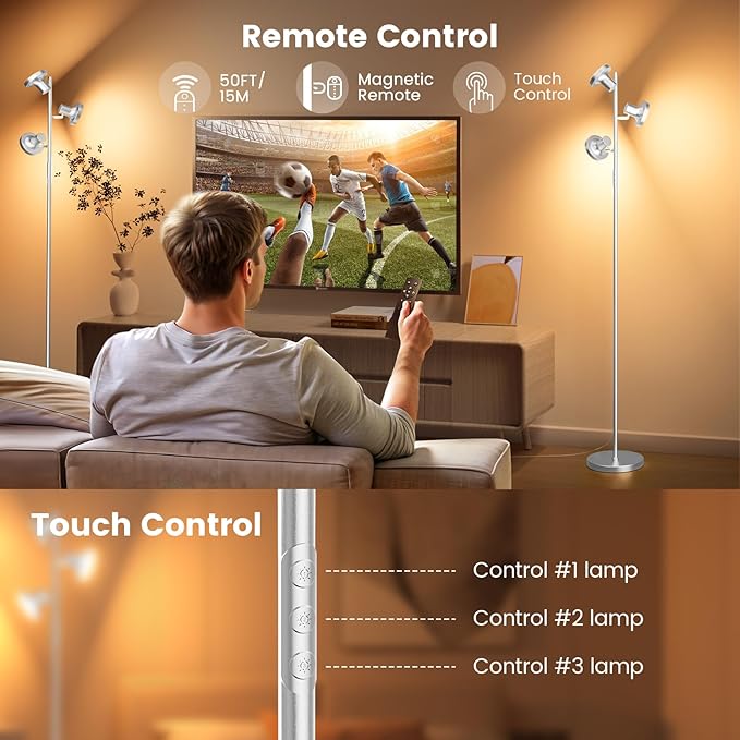 36W LED Tree Floor Lamp, Modern Dimmable Standing Lamp - Image 3