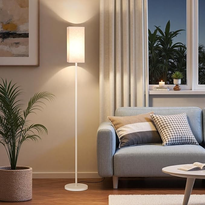 Floor Lamp, Pole Lamp with Foot Switch, Modern Standing Lamp Shade, Minimalist by GOEBLESON