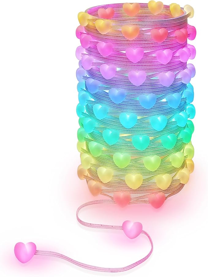 66ft Heart String Lights Valentines Day Decorations, 133 LED RGB Color Changing by KEPSTARS