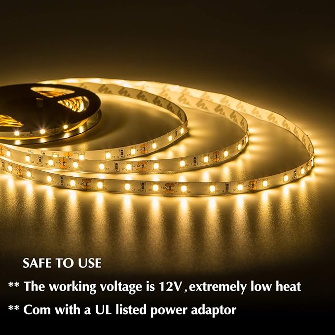 Warm LED Strip Lights, Waterproof cuttable 300 SMD 2835 LED Tape, 6000K 12V - Image 2