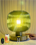 Big Touch Table Lamp, Elegant Green Glass Bedside Lamp 3 Way Dimmable by Elenhome