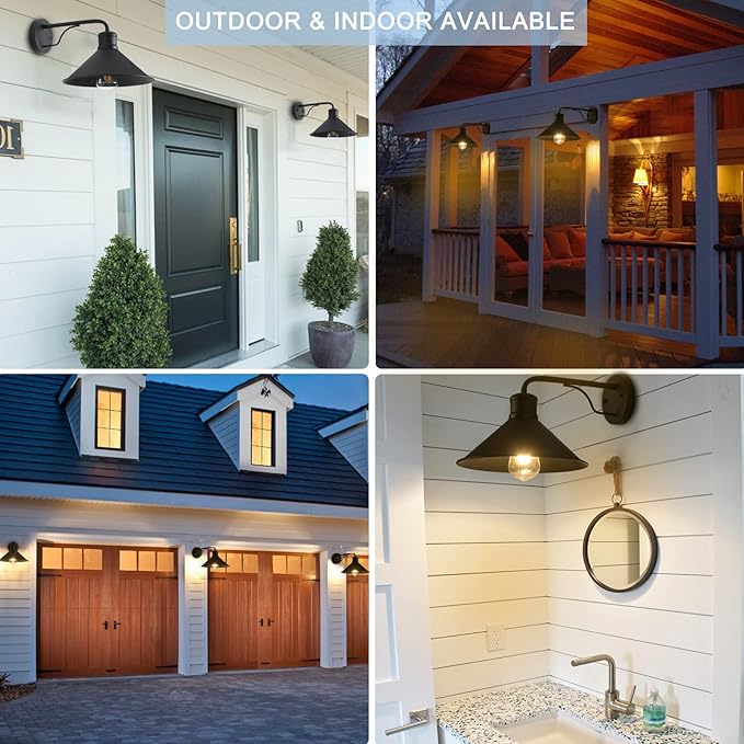 12in Matte Black Outdoor Wall Lights, Modern Farmhouse Porch Wall Light - Image 5