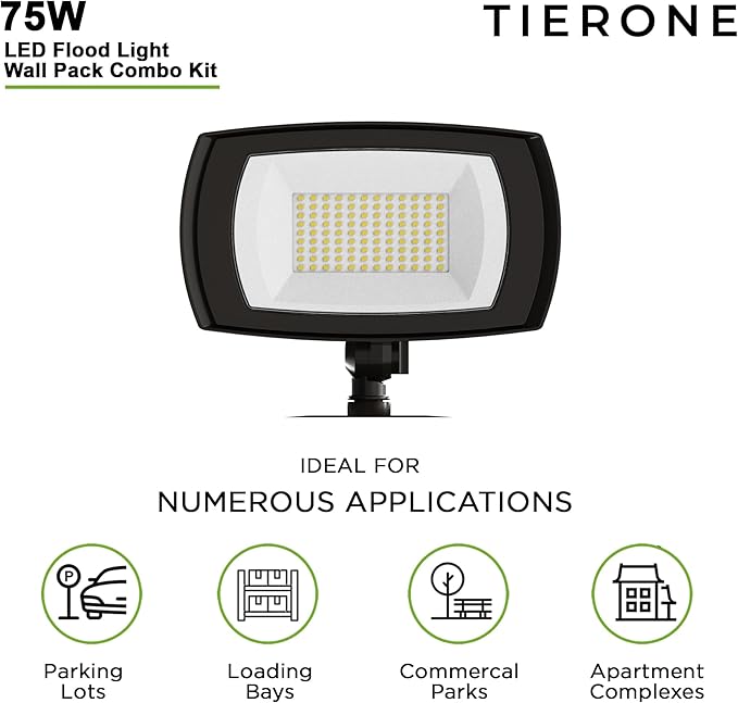 LED Outdoor Flood Light with Dusk to Dawn Photocell 75W Outdoor Security Light - Image 4