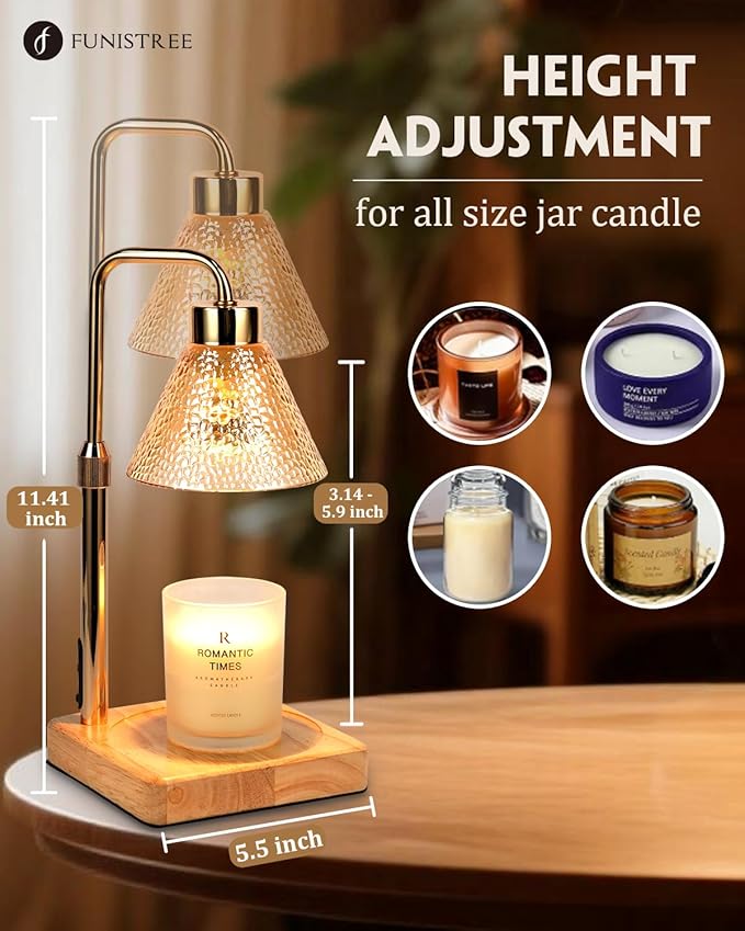Candle Warmer Lamp with Timer Dimmable, Adjustable Height, Christmas - Image 2
