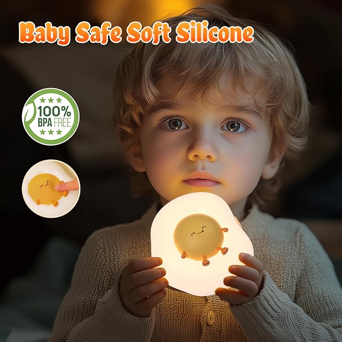 Egg Night Light for Kids, Baby Nursery, Cute Nightlight Silicone Lamp for - Image 5