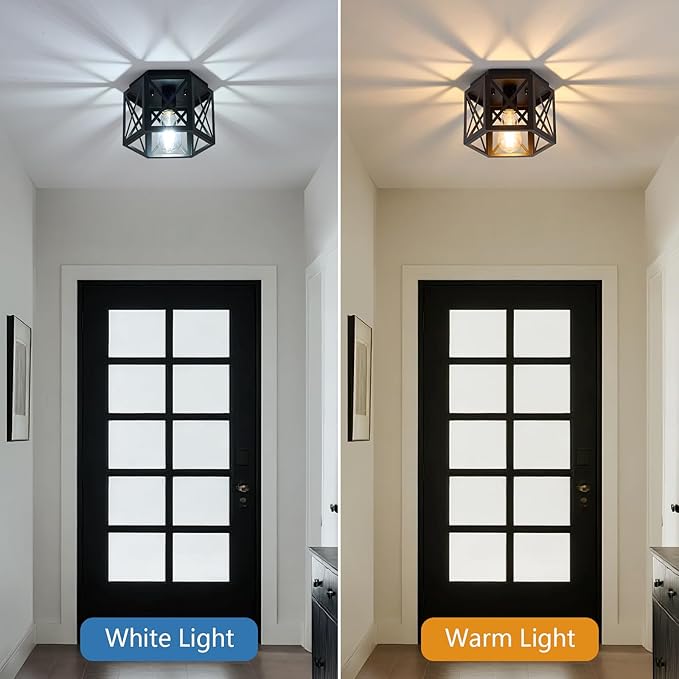 2 Pack Flush Mount Ceiling Light, 1-Light Black Light Fixtures Ceiling Mount - Image 3