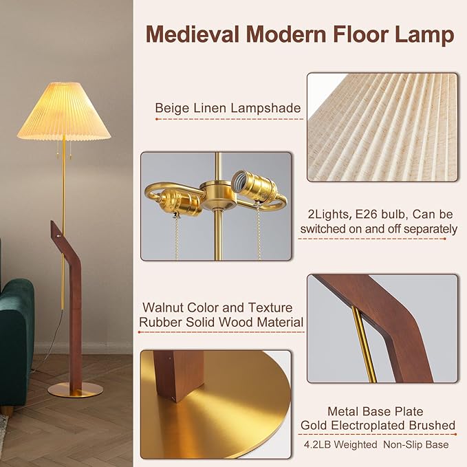 Wood Floor Lamp, Mid Century Modern Floor Lamp, Floor Lamps - Image 3