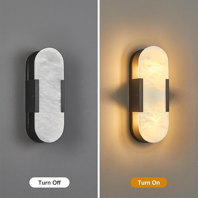 Alabaster Wall Sconce, Modern Natural Marble Wall Sconces - Image 4