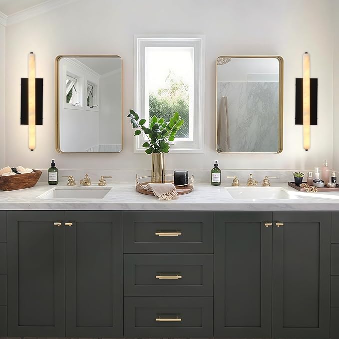 Alabaster Wall Sconces, 25in Black Alabaster Sconce, Modern Spanish Natural - Image 4