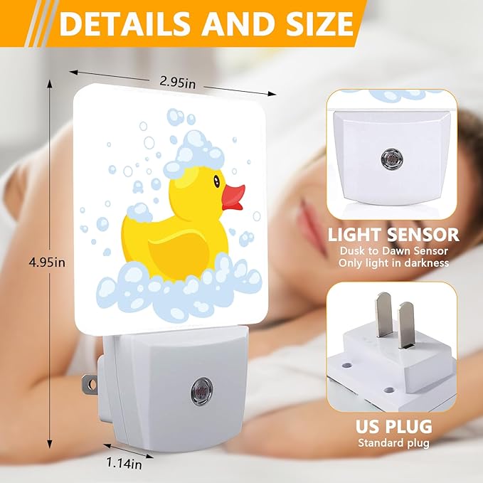 Night Light, Plug-into Cartoon Duck Nightlight White LED Lamp, Energy Efficient - Image 2