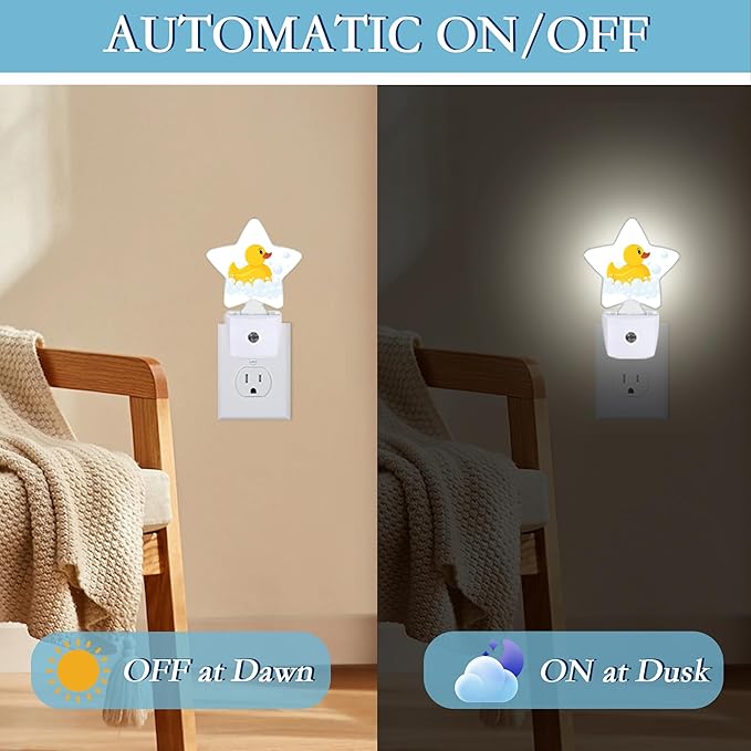 Yellow Rubber Duck Night Light, Plug Into Wall Decor Nightlights - Image 5