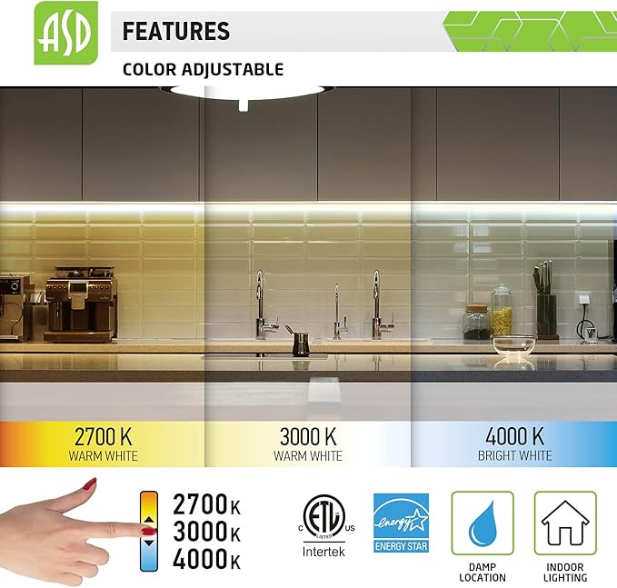 ASD Swivel LED Under Cabinet Lighting, 12 Inch 5W, Hardwired or Plug-in - Image 8