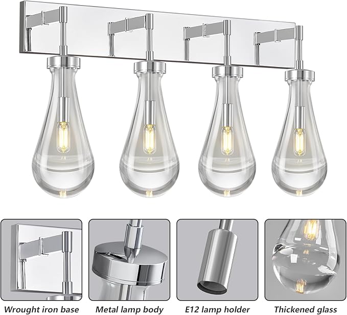 Raindrop Wall Sconces Chrome Crystal Sconces Wall Decor Modern Lighting Glass - Image 6