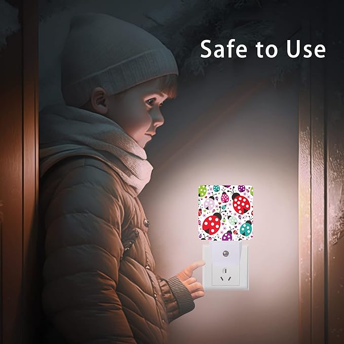 Ladybug Night Light, Cartoon Cute Ladybugs Plug in Night Lights Auto LED Lamp - Image 8