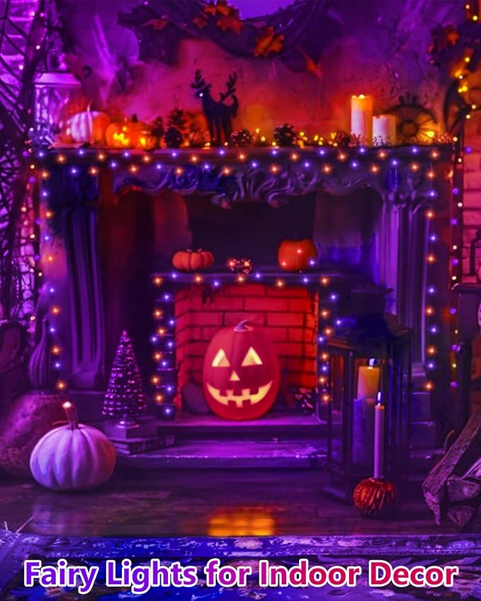 4 Pack 60LED Orange & Purple Fairy Lights Battery Operated - Image 8