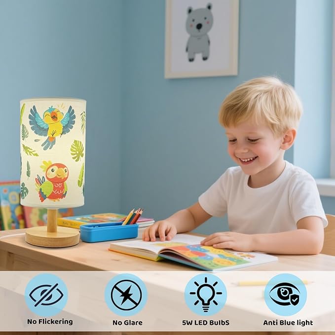 Kids Desk Lamp for Bedroom Bedside, Gift for Boy-3 Color Modes Nightstand Night - Image 2