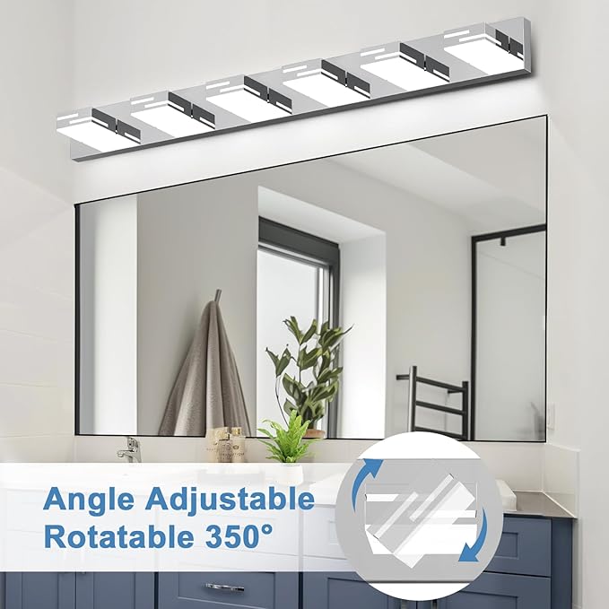 LED Modern Bathroom Vanity Light Fixtures, 6-Light 40-inch Dimmable Chrome - Image 5