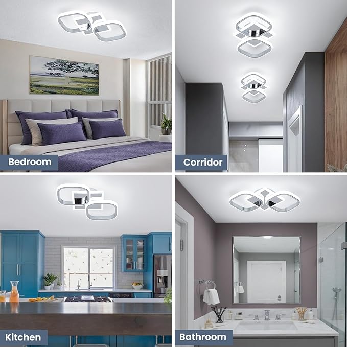 ElDISUNY Modern LED Ceiling Lights, 30W Sliver Elegant Square Lamp LED Ceiling - Image 6