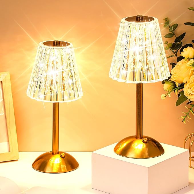 Liliful 1 Pcs Cordless Table Lamp Rechargeable Touch LED Small Gold Portable by Liliful