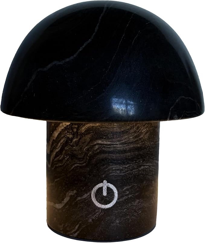 Hand-Polished Natural Marble Mushroom Lamp, Rechargeable LED Stone Night Light - Image 7