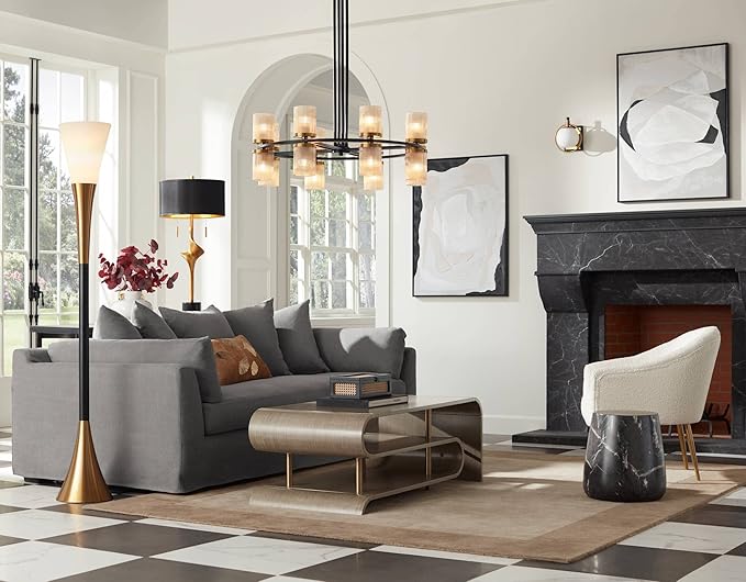 Possini Euro Design Piazza Mid Century Modern Glam Style Torchiere Floor Lamp - Image 7