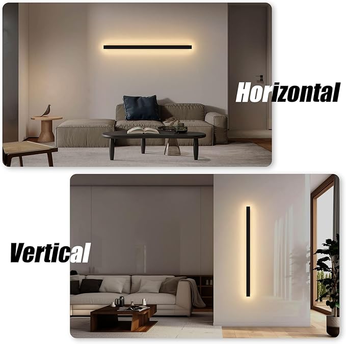 2 Pack 47.25inch Long Outdoor LED Wall Lights 35W Black 3000K Warm White Porch - Image 6