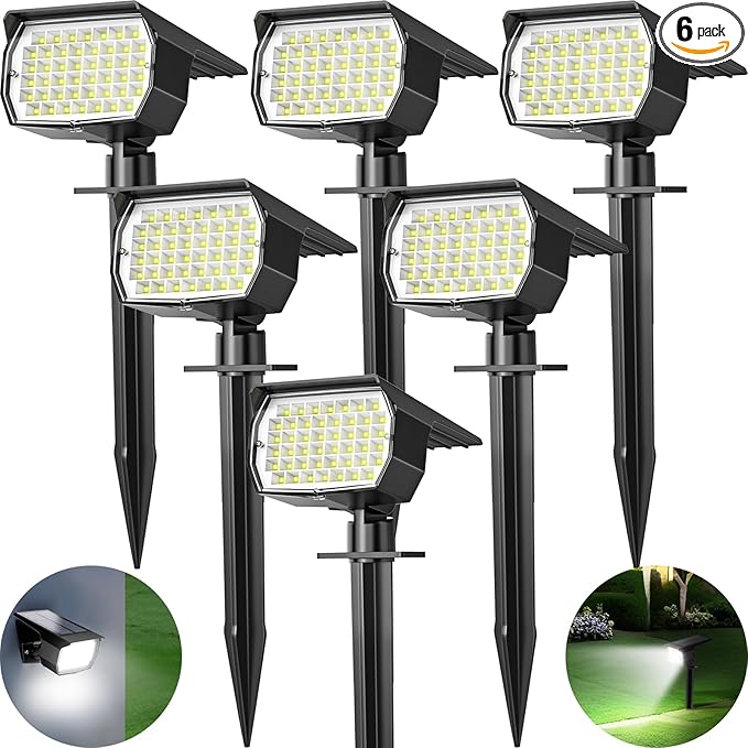 Solar Spot Lights Outdoor 6 Pack, Solar Landscape Spotlights Waterproof by TadyrealSolarLights