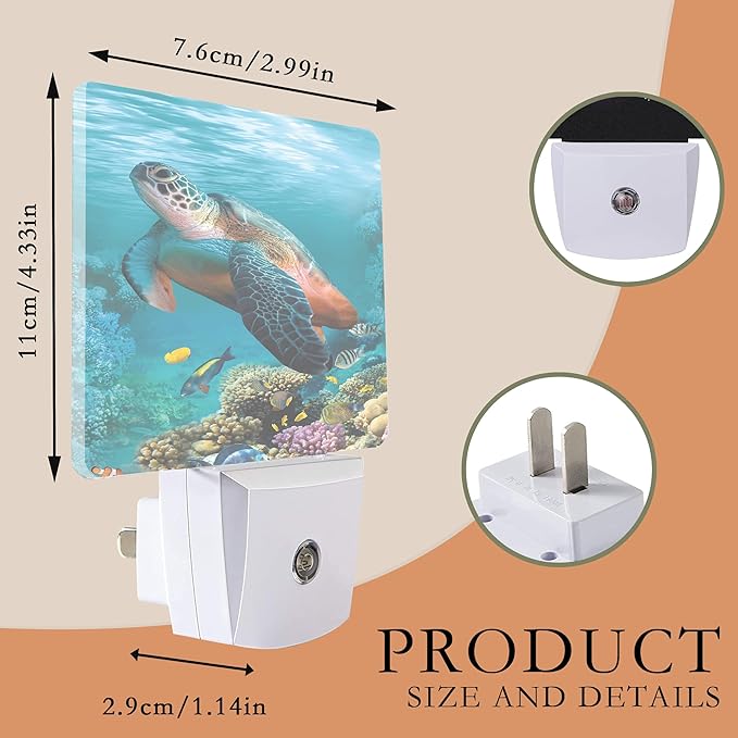 Night Light Plug into Wall, Sea Turtle Corals Fish Night Light - Image 2