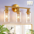 DLLT 3-Light Bathroom Light Fixtures: Gold Modern Vanity Wall Lights by DINGLILIGHTING