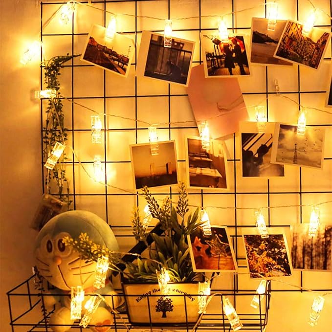 Dopheuor Photo Clip String Lights LED Battery Operated Starry Fairy Copper - Image 2