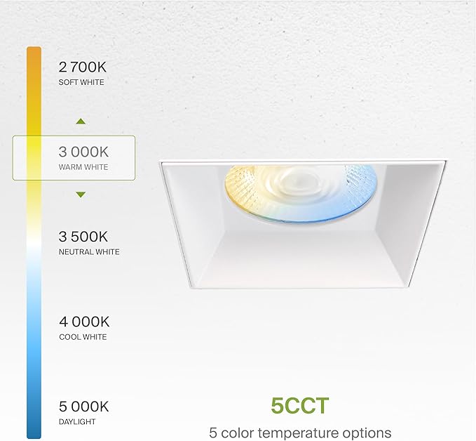 ASD Trimless LED Recessed Lighting 6 Inch, 24W 120V Square Commercial Downlight - Image 5