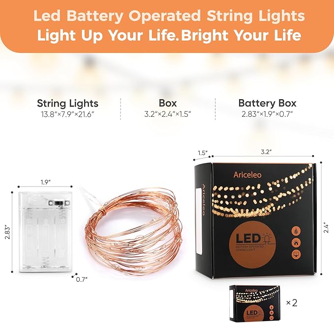 2 Pack 16.4ft Battery Operated String Lights - Image 8