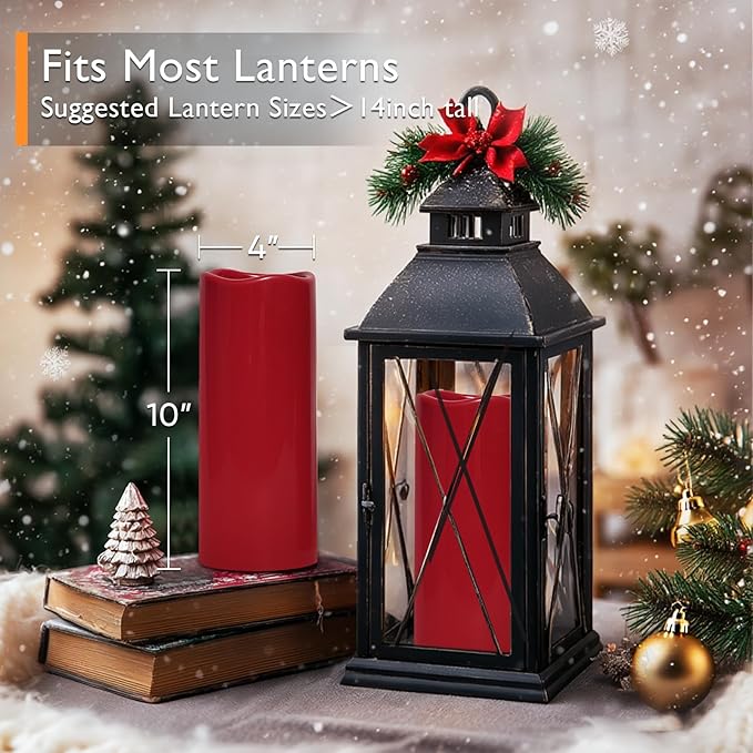 Homemory 4"x10" Burgundy Flameless Candles, Outdoor Waterproof Flameless Candles - Image 8