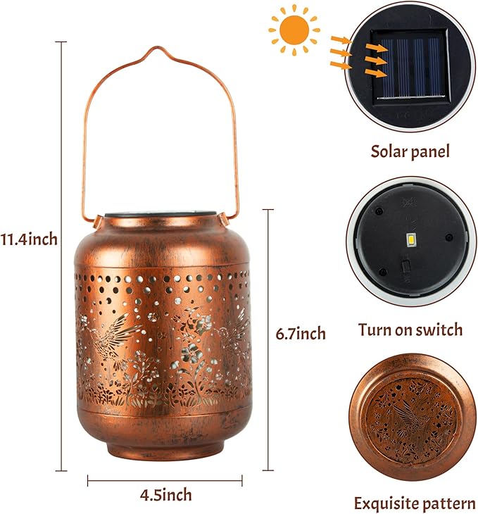 Gifts for Women Mom Grandma, Hummingbird Solar Lanterns Outdoor Waterproof - Image 5
