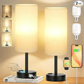 White Bedroom Lamps Set of 2-3 Way Dimmable Touch Table Lamps by PartageiZ