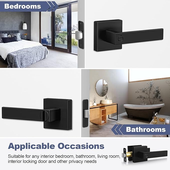 Estmoon 5 Pack Matte Black Door Handles Interior Door Knobs, Home Improvement - Image 7