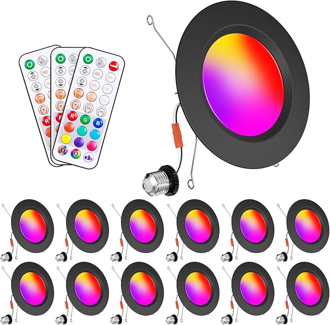 Recessed Lighting 5/6 Inch Color Changing LED Black Can Lights by Taptoron