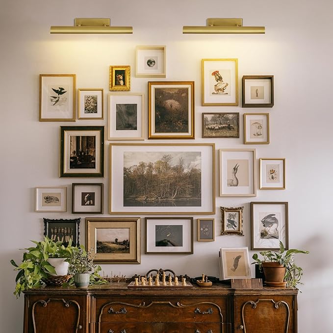 Brass Picture Lights for Wall, 3-Light Brush Gold Art Light, Warm White 2700k - Image 2