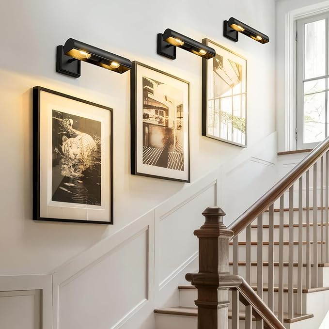 Black Dimmable Art Picture Light: 12" Brass Hardwired Display Wall Lights - Image 8